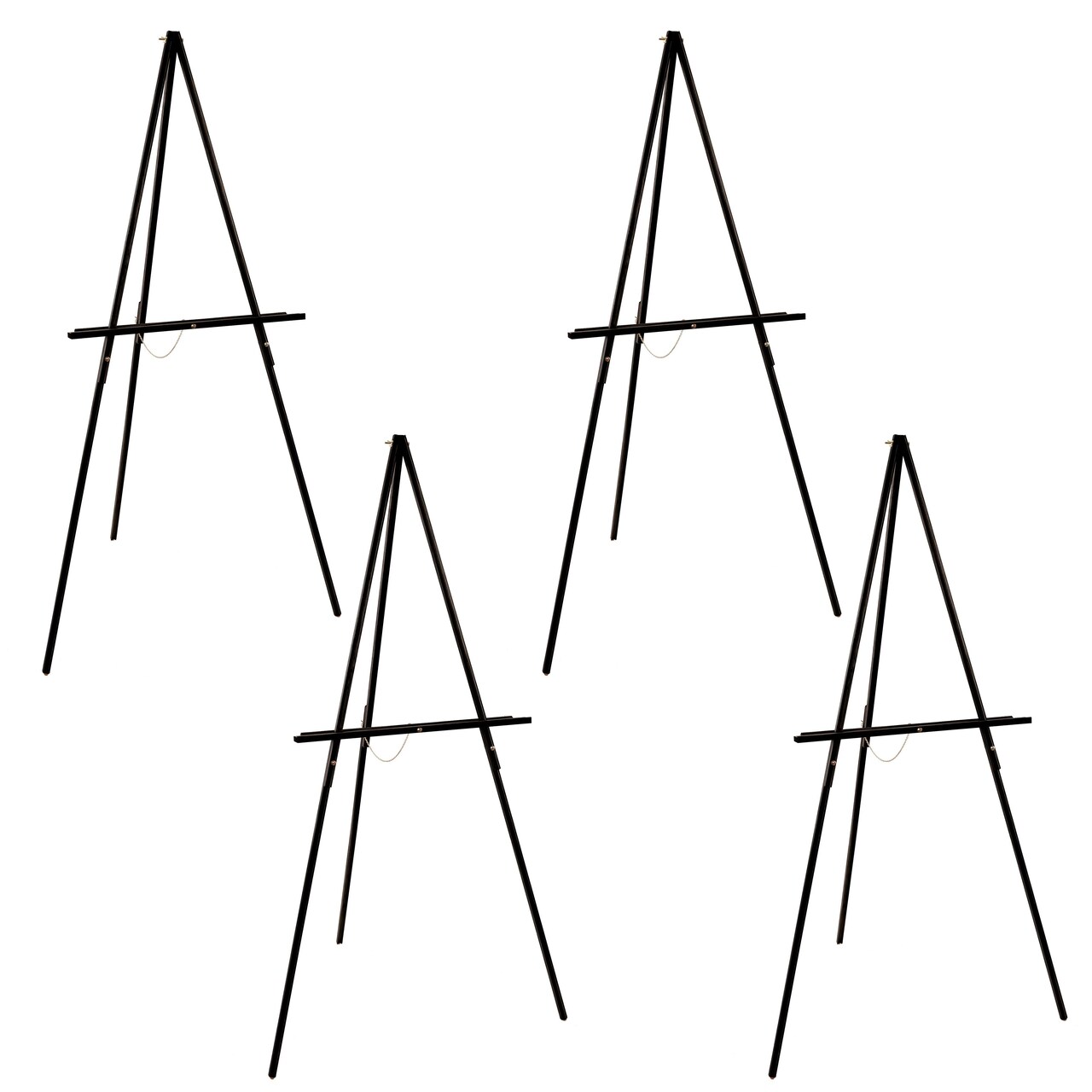 64" Black Wooden Easel Stand (4 Pack) - Adjustable A-Frame Tripod for Painting, Drawing & Signs - Lightweight Easels, Wood Easel Stand for Sign Wedding Display 40" Canvas Capacity